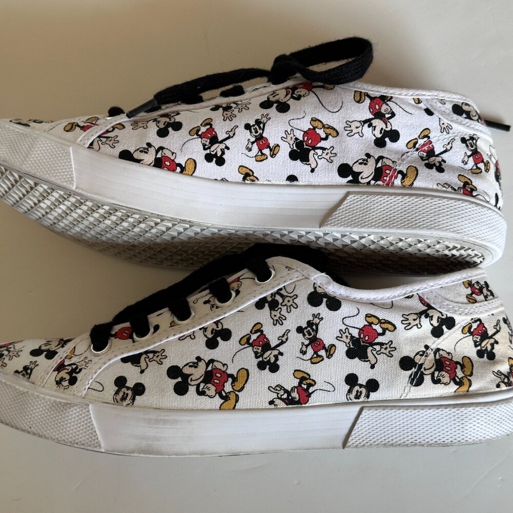 DISNEY Mickey Mouse All Over Canvas Shoes Women's Sz 8 Shoes Low White Sneakers - Picture 4 of 10